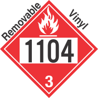 Flammable Class 3 UN1104 Removable Vinyl DOT Placard