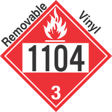 Flammable Class 3 UN1104 Removable Vinyl DOT Placard