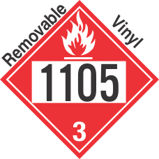 Flammable Class 3 UN1105 Removable Vinyl DOT Placard
