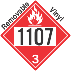 Flammable Class 3 UN1107 Removable Vinyl DOT Placard