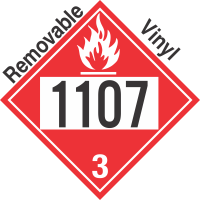 Flammable Class 3 UN1107 Removable Vinyl DOT Placard