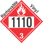 Flammable Class 3 UN1110 Removable Vinyl DOT Placard