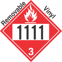 Flammable Class 3 UN1111 Removable Vinyl DOT Placard