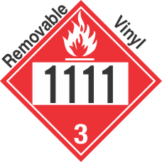 Flammable Class 3 UN1111 Removable Vinyl DOT Placard