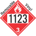 Flammable Class 3 UN1123 Removable Vinyl DOT Placard