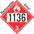 Flammable Class 3 UN1136 Removable Vinyl DOT Placard