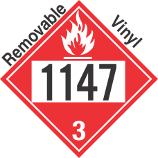Flammable Class 3 UN1147 Removable Vinyl DOT Placard