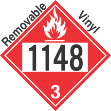 Flammable Class 3 UN1148 Removable Vinyl DOT Placard