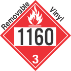 Flammable Class 3 UN1160 Removable Vinyl DOT Placard