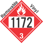 Flammable Class 3 UN1172 Removable Vinyl DOT Placard