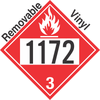 Flammable Class 3 UN1172 Removable Vinyl DOT Placard