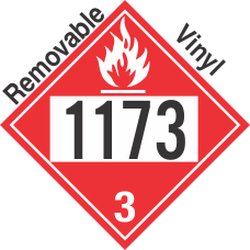 Flammable Class 3 UN1173 Removable Vinyl DOT Placard