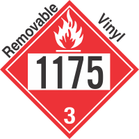 Flammable Class 3 UN1175 Removable Vinyl DOT Placard