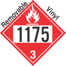 Flammable Class 3 UN1175 Removable Vinyl DOT Placard