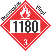 Flammable Class 3 UN1180 Removable Vinyl DOT Placard