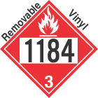 Flammable Class 3 UN1184 Removable Vinyl DOT Placard