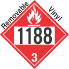 Flammable Class 3 UN1188 Removable Vinyl DOT Placard