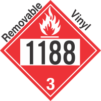 Flammable Class 3 UN1188 Removable Vinyl DOT Placard