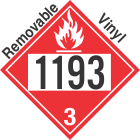 Flammable Class 3 UN1193 Removable Vinyl DOT Placard