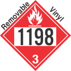 Flammable Class 3 UN1198 Removable Vinyl DOT Placard