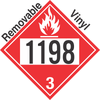 Flammable Class 3 UN1198 Removable Vinyl DOT Placard