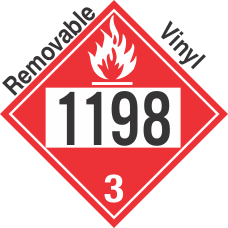 Flammable Class 3 UN1198 Removable Vinyl DOT Placard