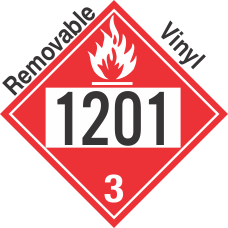 Flammable Class 3 UN1201 Removable Vinyl DOT Placard
