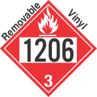Flammable Class 3 UN1206 Removable Vinyl DOT Placard