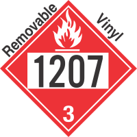 Flammable Class 3 UN1207 Removable Vinyl DOT Placard