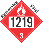 Flammable Class 3 UN1219 Removable Vinyl DOT Placard