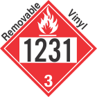 Flammable Class 3 UN1231 Removable Vinyl DOT Placard