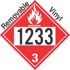 Flammable Class 3 UN1233 Removable Vinyl DOT Placard