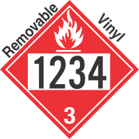 Flammable Class 3 UN1234 Removable Vinyl DOT Placard