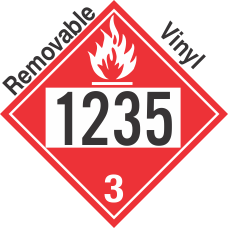 Flammable Class 3 UN1235 Removable Vinyl DOT Placard