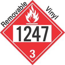 Flammable Class 3 UN1247 Removable Vinyl DOT Placard