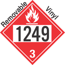 Flammable Class 3 UN1249 Removable Vinyl DOT Placard