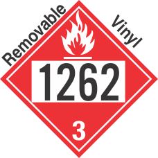 Flammable Class 3 UN1262 Removable Vinyl DOT Placard