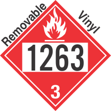 Flammable Class 3 UN1263 Removable Vinyl DOT Placard