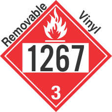 Flammable Class 3 UN1267 Removable Vinyl DOT Placard