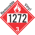 Flammable Class 3 UN1272 Removable Vinyl DOT Placard
