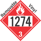 Flammable Class 3 UN1274 Removable Vinyl DOT Placard