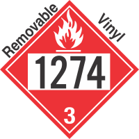 Flammable Class 3 UN1274 Removable Vinyl DOT Placard