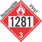 Flammable Class 3 UN1281 Removable Vinyl DOT Placard