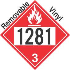 Flammable Class 3 UN1281 Removable Vinyl DOT Placard
