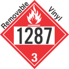 Flammable Class 3 UN1287 Removable Vinyl DOT Placard