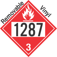 Flammable Class 3 UN1287 Removable Vinyl DOT Placard