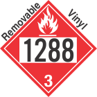 Flammable Class 3 UN1288 Removable Vinyl DOT Placard