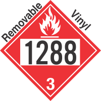 Flammable Class 3 UN1288 Removable Vinyl DOT Placard