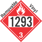 Flammable Class 3 UN1293 Removable Vinyl DOT Placard