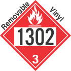 Flammable Class 3 UN1302 Removable Vinyl DOT Placard